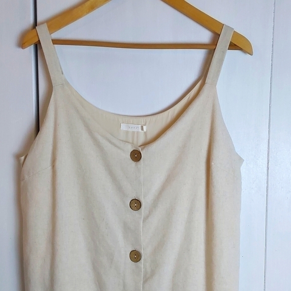 Lush - Womens Linen blend Relaxed Button Front Tunic Neutral Minimalist Sz.L - Picture 2 of 9